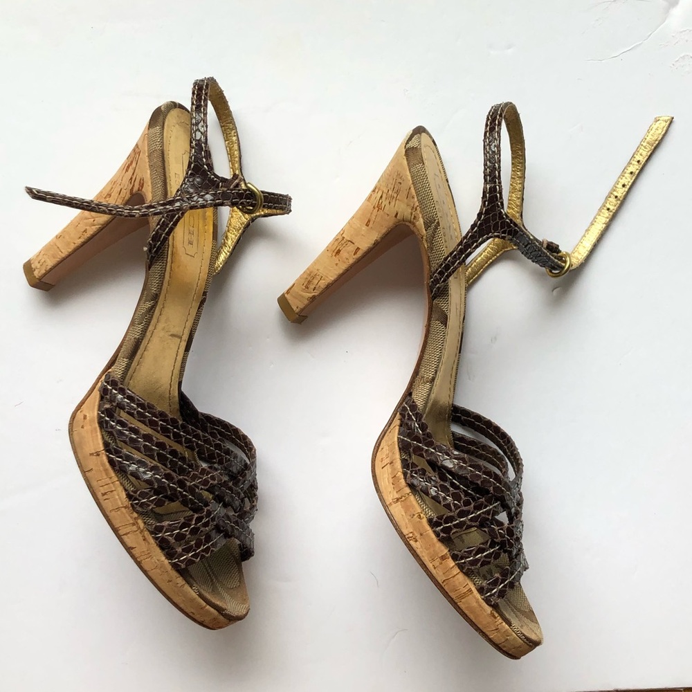 Woven Coach Cork Heels